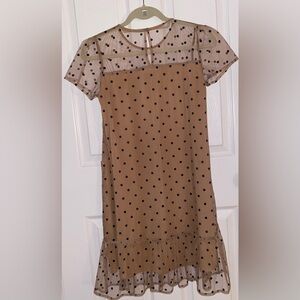 HONEY BEE 🍯 🐝 Polka Dot Short Sleeve Dress + Back Keyhole Button Size Small